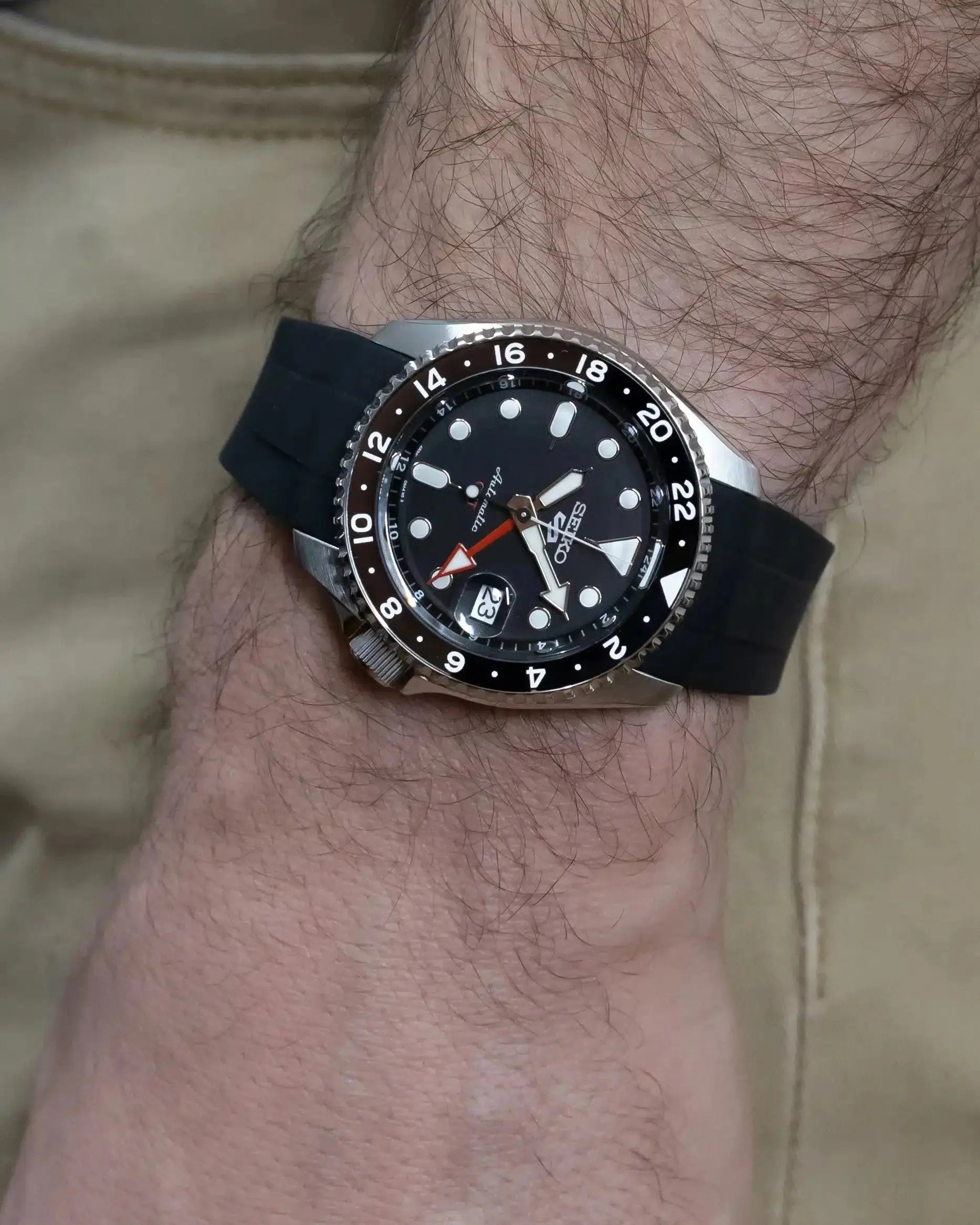 Bracelet rubber pour Seiko (SRPD 5, SSK GMT, SKX) - Silver BBGear